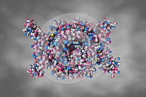 Substituted pyrazoles as hepatselective HMG-CoA reductase inhibitors. Space-filling molecular model. 3d illustration photo