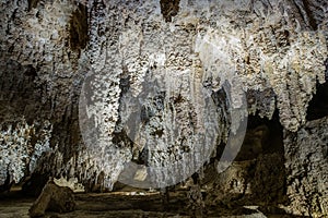 The subterranean interior of Calsbad Caverns in the National Park
