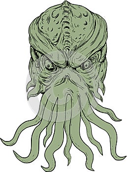 Subterranean Sea Monster Head Drawing photo