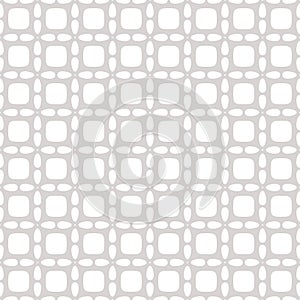 Subtle abstract geometric seamless pattern. Simple vector texture with curved shapes, tiles, grid, lattice, net, mesh. Minimal
