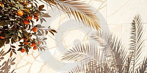 Beige shadow texture with leaf pattern photo