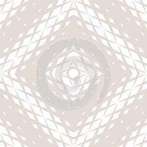 Subtle beige vector geometric halftone seamless pattern with diamonds, grid