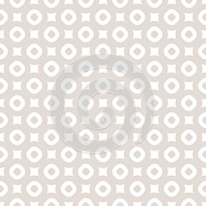 Subtle beige and white geometric seamless pattern with small squares, circles