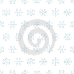 Subtle blue snowflakes on white seamless pattern, vector