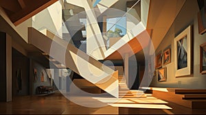 A simple yet striking arrangement of juxtaposition of planes and angles, natural light with an air of modernity.