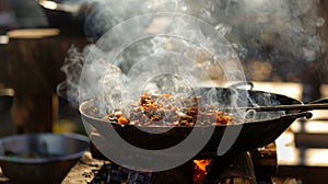 The subtle crackling of wood and the gentle hiss of steam can be heard as the food cooks inside the solar ovens. 2d flat