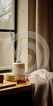 Subtle And Delicate: A Vase Of Flowers By A Window