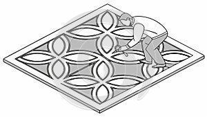 Subtle Geometric Interlocking Grid Pattern, vector design Generative AI