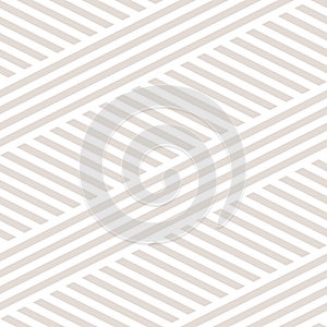 Subtle geometric line seamless pattern. Simple white and beige vector texture