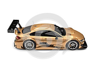 Subtle gold modern super race car - top down side view