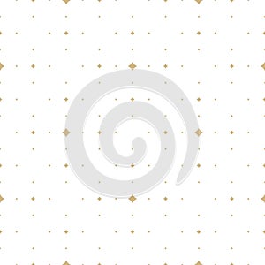 Subtle gold and white vector seamless pattern with small diamond shapes, stars