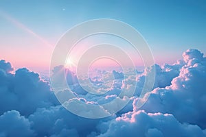 Subtle gradient sky, clouds seamlessly looping, art, continuous