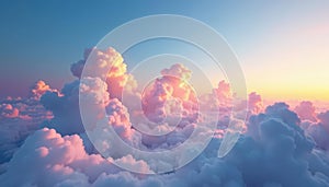 Subtle gradient sky, clouds seamlessly looping , soft, open