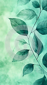 Subtle leaf veins in deep emerald green gradient on green bg