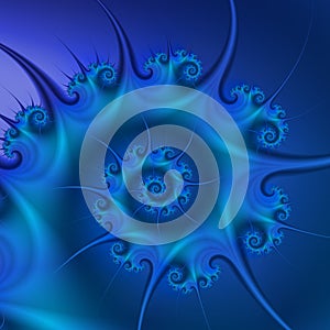 Subtle marine blue spiral fractal