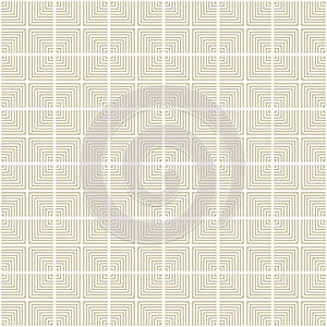 Subtle minimalist pattern. Vector golden geometric texture with lines, squares