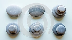 Subtle natural lines while four sets comprise stacked circular