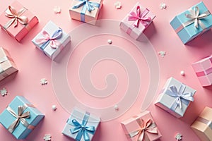 Subtle repeating gift box pattern, pastel shades , giftwrap, surface, packaging