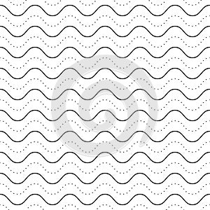 Subtle seamless pattern, dotted wavy lines