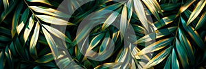Subtle tropical leaf pattern, elegant summer background, muted green and gold tones