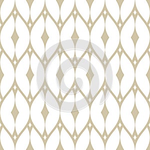 Subtle vector golden mesh seamless pattern. Delicate net, grid. Luxury background.