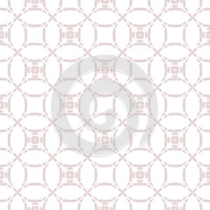 Subtle vector seamless pattern. Delicate white and pink geometric ornament