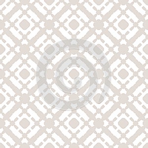 Subtle vector seamless pattern with grid, lattice. Beige and white ornament