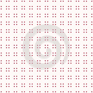 Subtle vector seamless pattern with tiny flower shapes, stars. Red and white