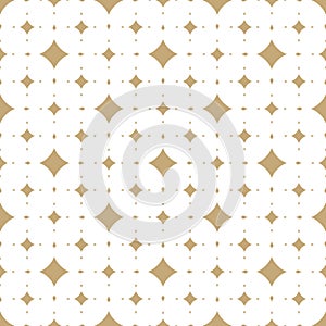 Subtle white and gold vector seamless pattern with diamond shapes