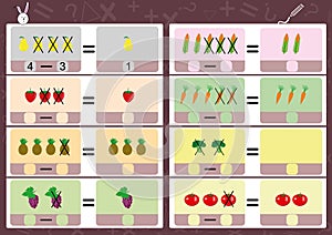 Subtracting using pictures, math worksheet for kids