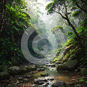 Subtropical rainforest and mountains in Springbrook national park, Queensland, Australia