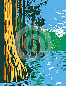 Subtropical Wetlands in Everglades National Park in the State of Florida WPA Poster Art