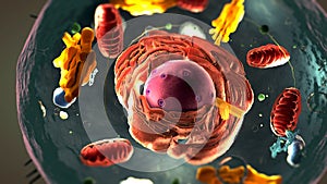 Subunits inside eukaryotic cell, nucleus and organelles and plasma membrane