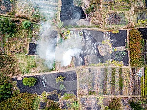 Suburb terrain with markings dividing it on pieces, top view