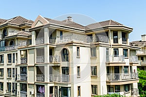 Suburban area apartment building in