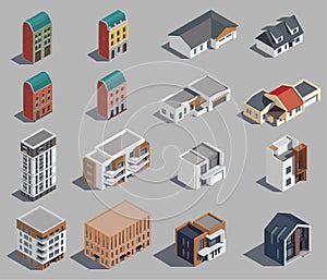 Suburban Buildings Icon Set
