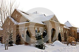 Suburban bungalow in winter