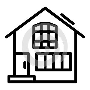 Suburban double decker house line icon. Gable roof house exterior vector illustration isolated on white. Cottage outline