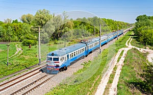 Suburban electric train in Kiev region