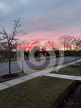 suburban evening sunset