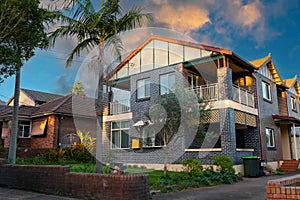 Suburban federation house in Sydney at sunset NSW Australia