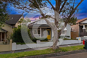 Suburban federation house in Sydney at sunset NSW Australia