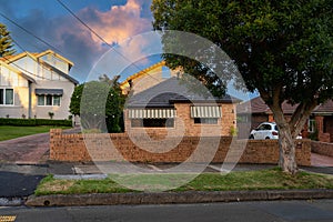 Suburban federation house in Sydney at sunset NSW Australia