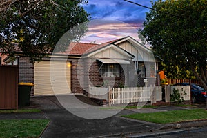 Suburban federation house in Sydney at sunset NSW Australia