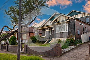 Suburban federation house in Sydney at sunset NSW Australia