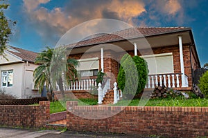 Suburban federation house in Sydney at sunset NSW Australia