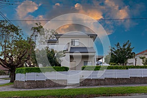 Suburban federation house in Sydney at sunset NSW Australia