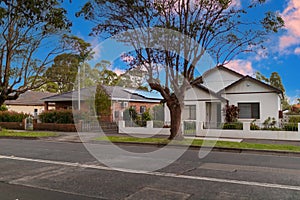 Suburban federation house in Sydney at sunset NSW Australia