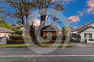 Suburban federation house in Sydney at sunset NSW Australia