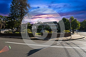 Suburban federation house in Sydney at sunset NSW Australia